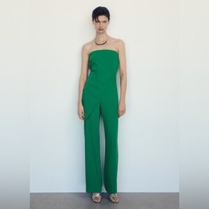 Mango Strapless Green Long Jumpsuit NWT
